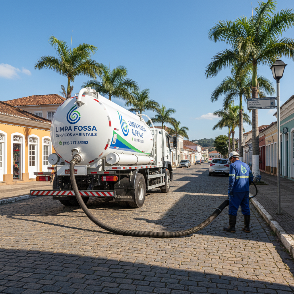 Limpa Fossa em Alfenas — caminhão e equipe da Limpa Fossa atendendo 24h
