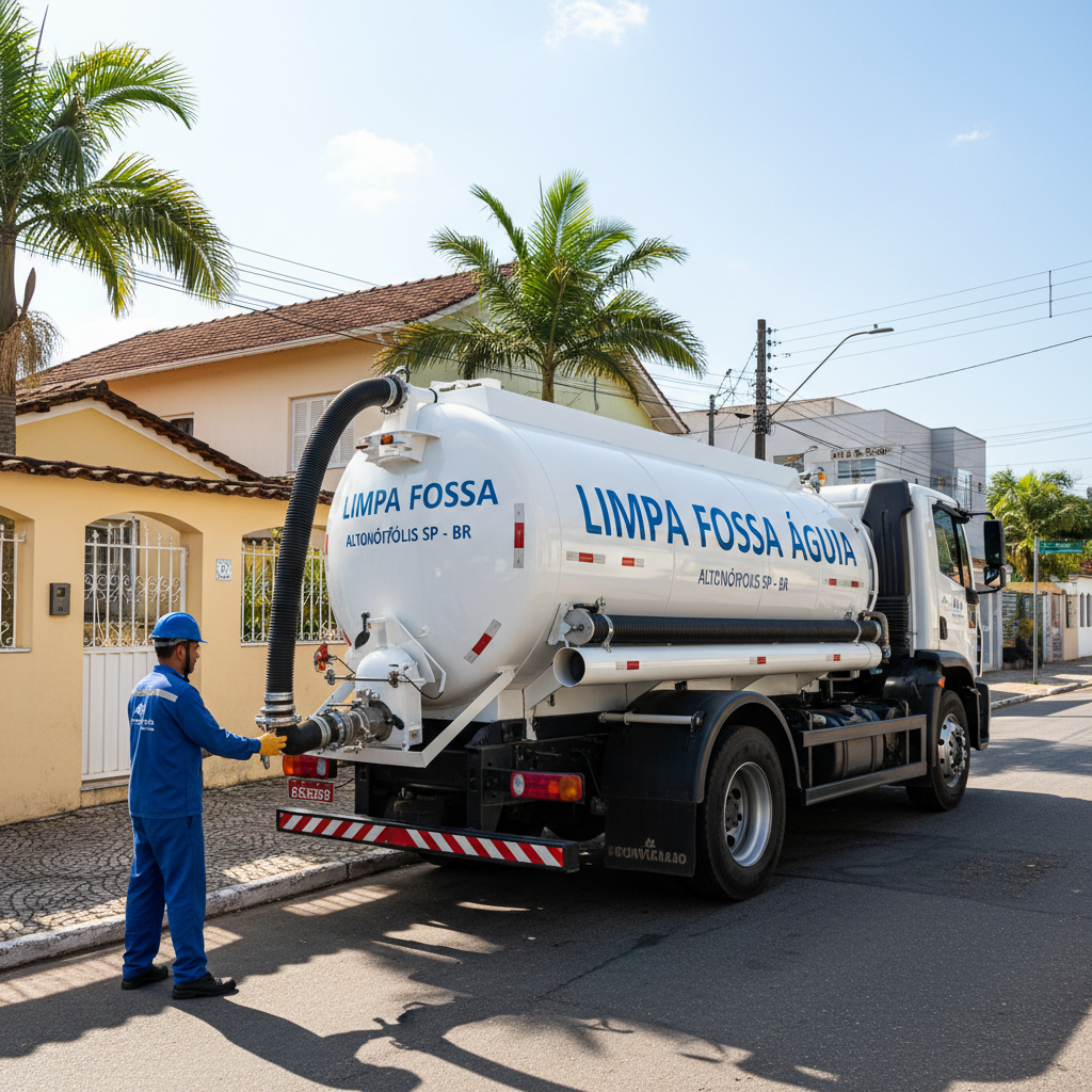 Limpa Fossa em Altinópolis SP — caminhão e equipe da Limpa Fossa atendendo 24h