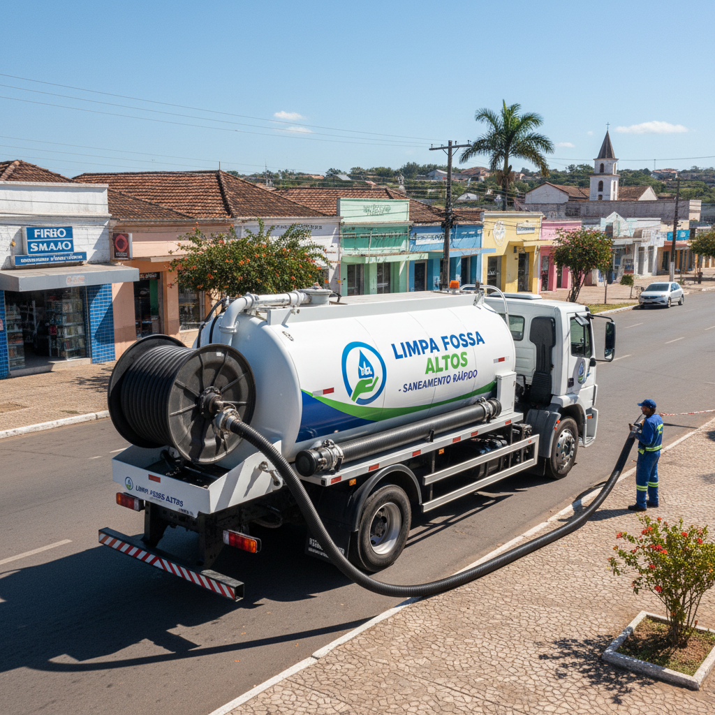 Limpa Fossa em Altos SP — caminhão e equipe da Limpa Fossa atendendo 24h