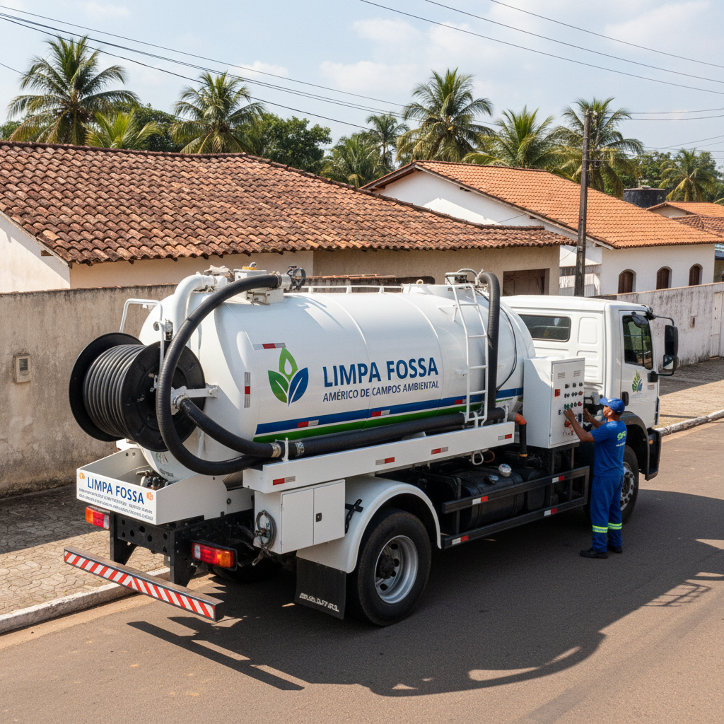 Limpa Fossa em Américo de Campos SP — caminhão e equipe da Limpa Fossa atendendo 24h