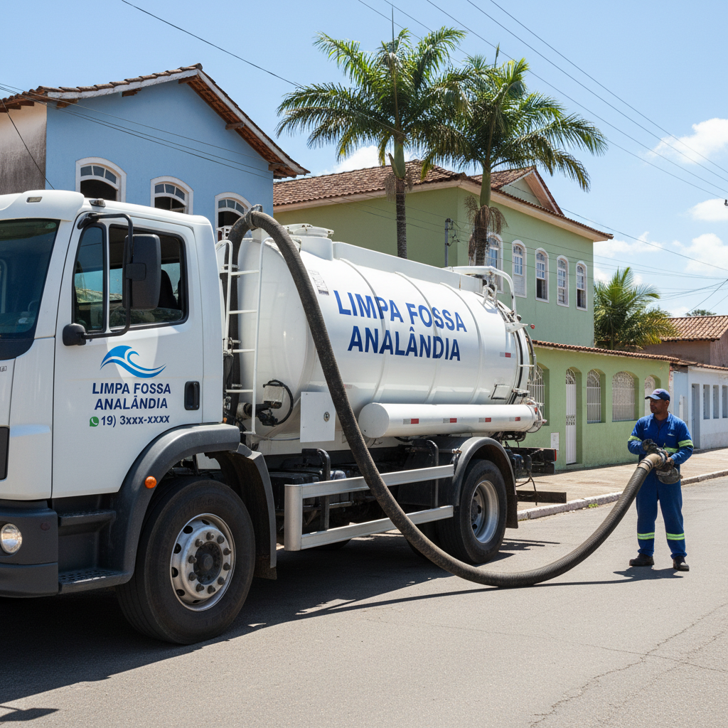 Limpa Fossa em Analândia SP — caminhão e equipe da Limpa Fossa atendendo 24h