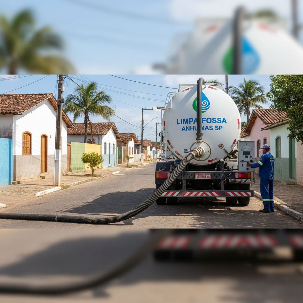 Limpa Fossa em Anhumas SP — caminhão e equipe da Limpa Fossa atendendo 24h