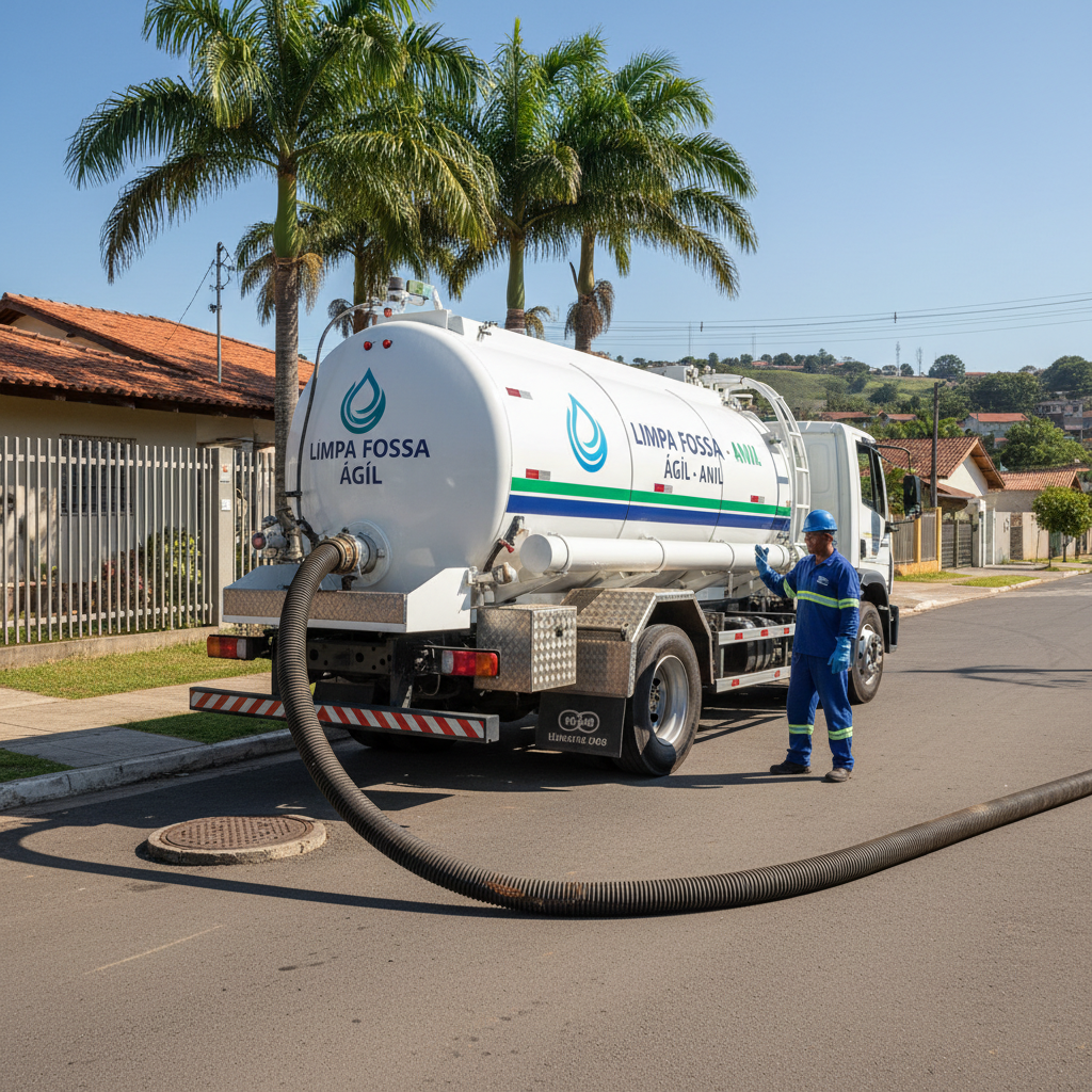 Limpa Fossa em Anil — caminhão e equipe da Limpa Fossa atendendo 24h