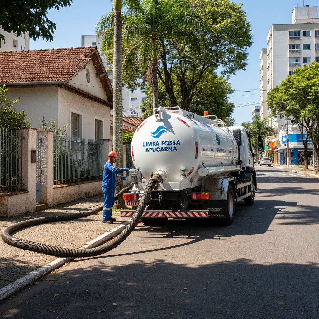 Limpa Fossa em Apucarana — caminhão e equipe da Limpa Fossa atendendo 24h