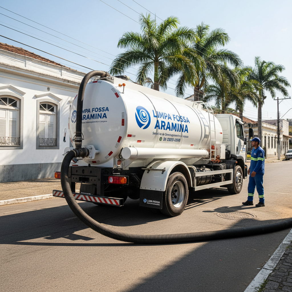 Limpa Fossa em Aramina SP — caminhão e equipe da Limpa Fossa atendendo 24h