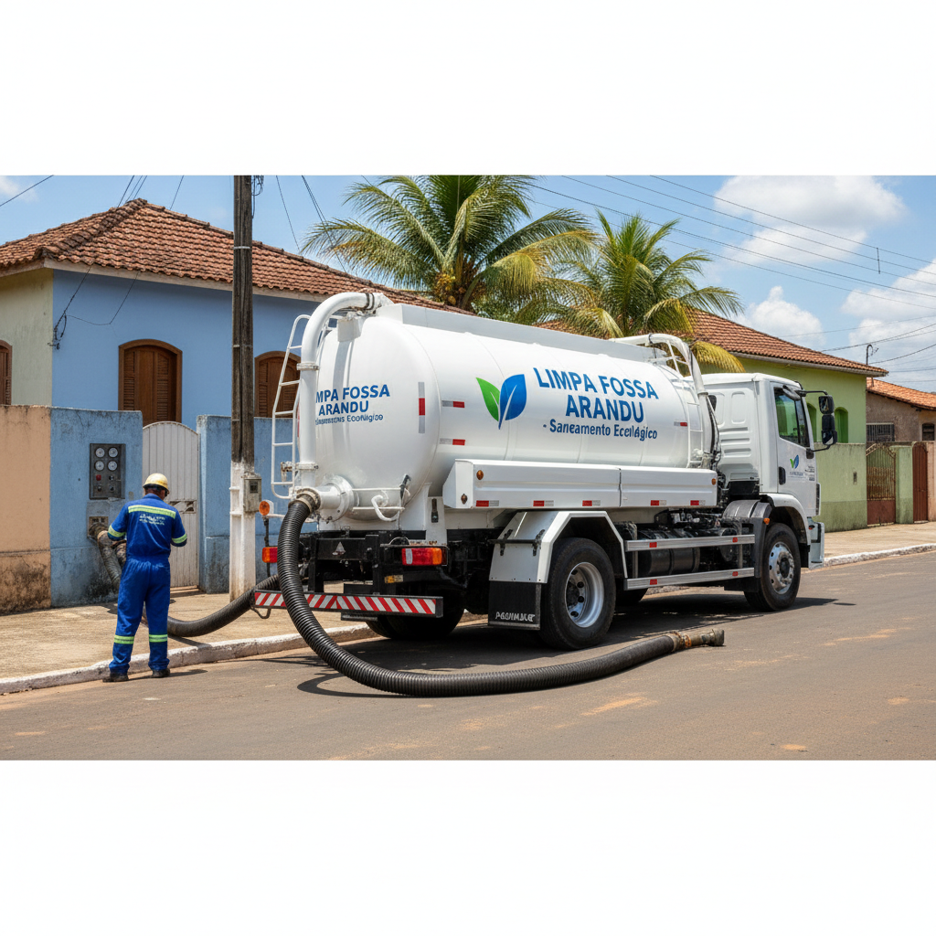Limpa Fossa em Arandu SP — caminhão e equipe da Limpa Fossa atendendo 24h