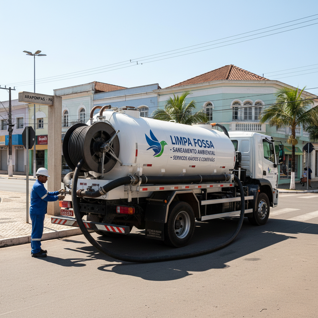 Limpa Fossa em Arapongas — caminhão e equipe da Limpa Fossa atendendo 24h