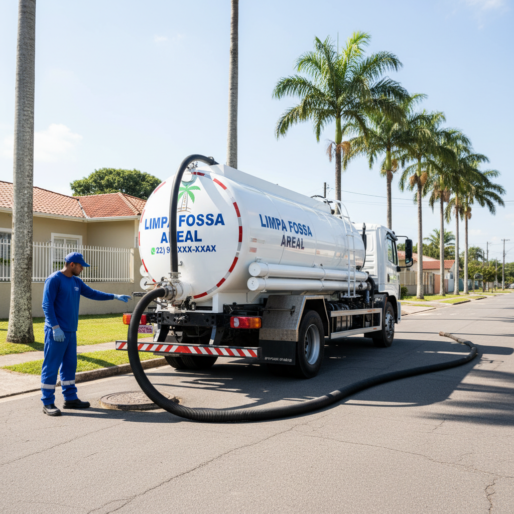 Limpa Fossa em Areal — caminhão e equipe da Limpa Fossa atendendo 24h
