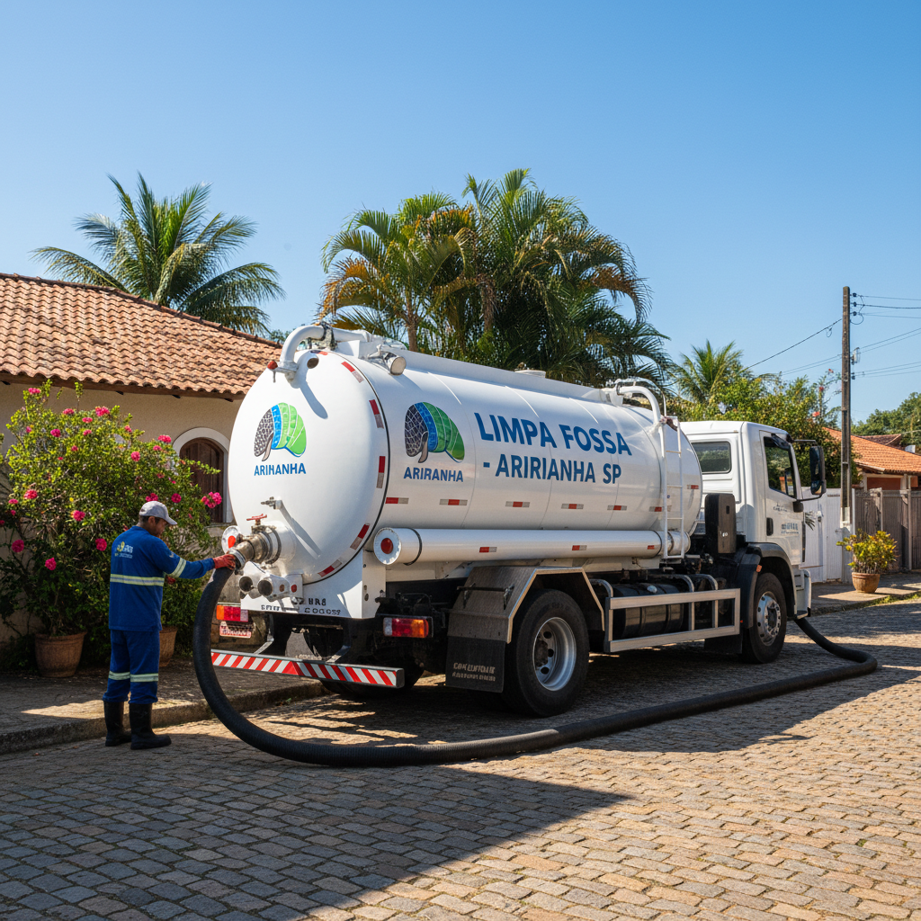 Limpa Fossa em Ariranha SP — caminhão e equipe da Limpa Fossa atendendo 24h