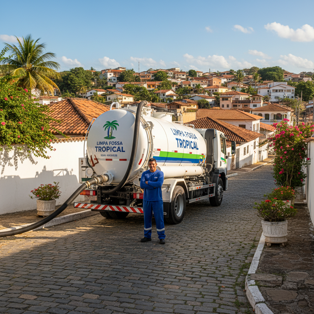 Limpa Fossa em Atalaia — caminhão e equipe da Limpa Fossa atendendo 24h
