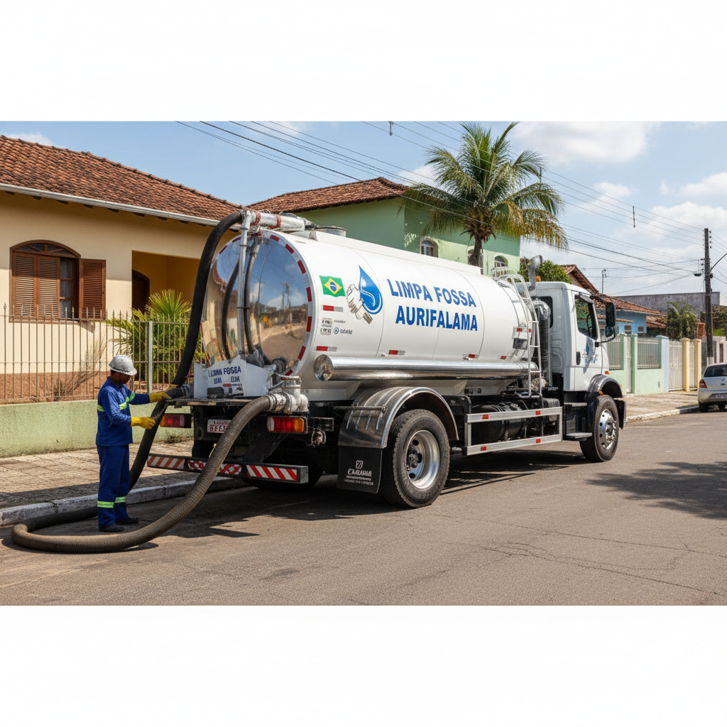 Limpa Fossa em Auriflama SP — caminhão e equipe da Limpa Fossa atendendo 24h