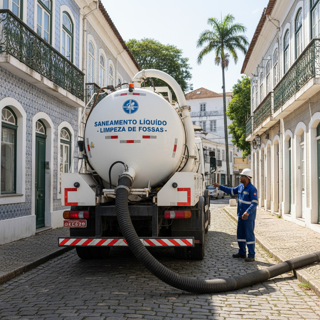 Limpa Fossa em Bairro Alto — caminhão e equipe da Limpa Fossa atendendo 24h