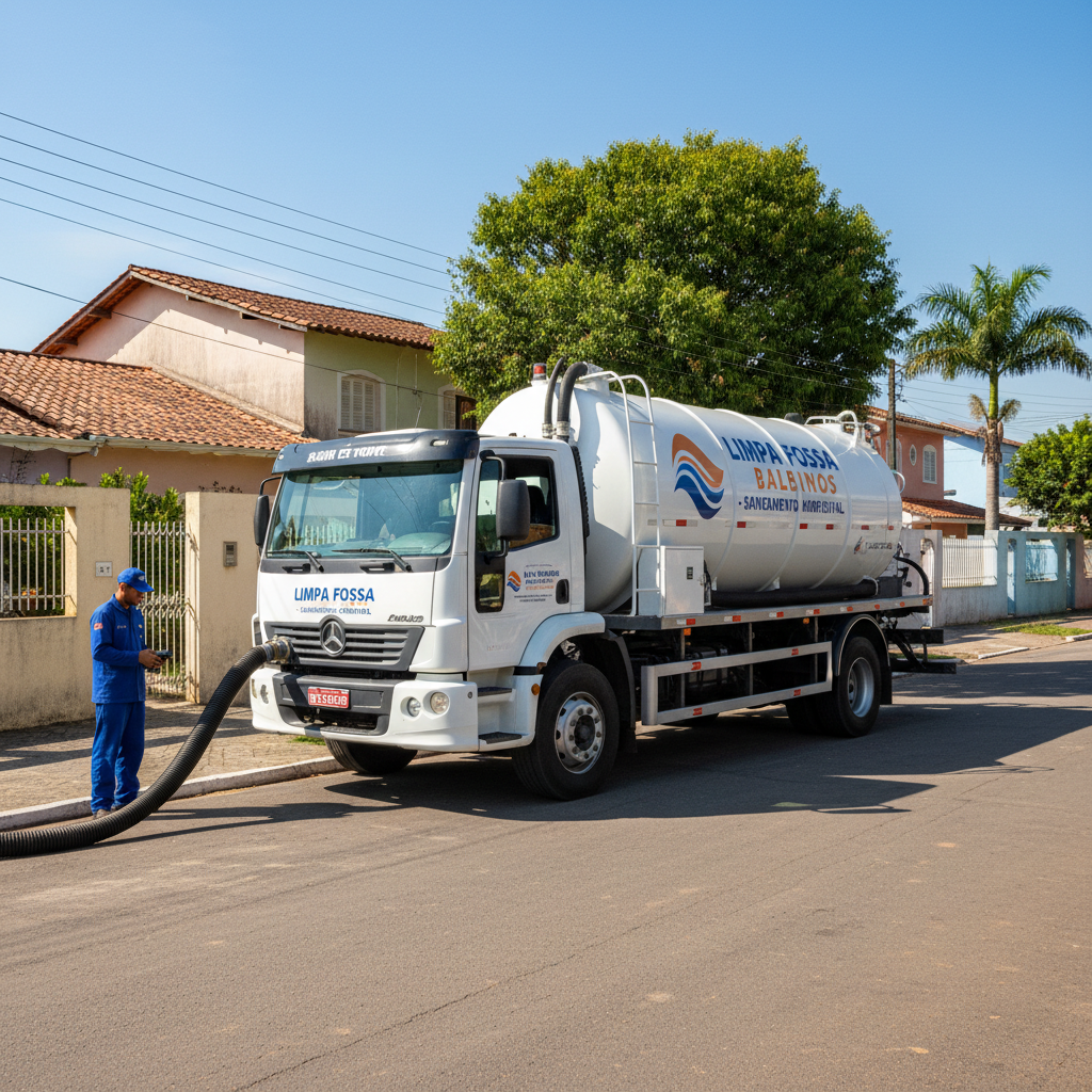 Limpa Fossa em Balbinos SP — caminhão e equipe da Limpa Fossa atendendo 24h