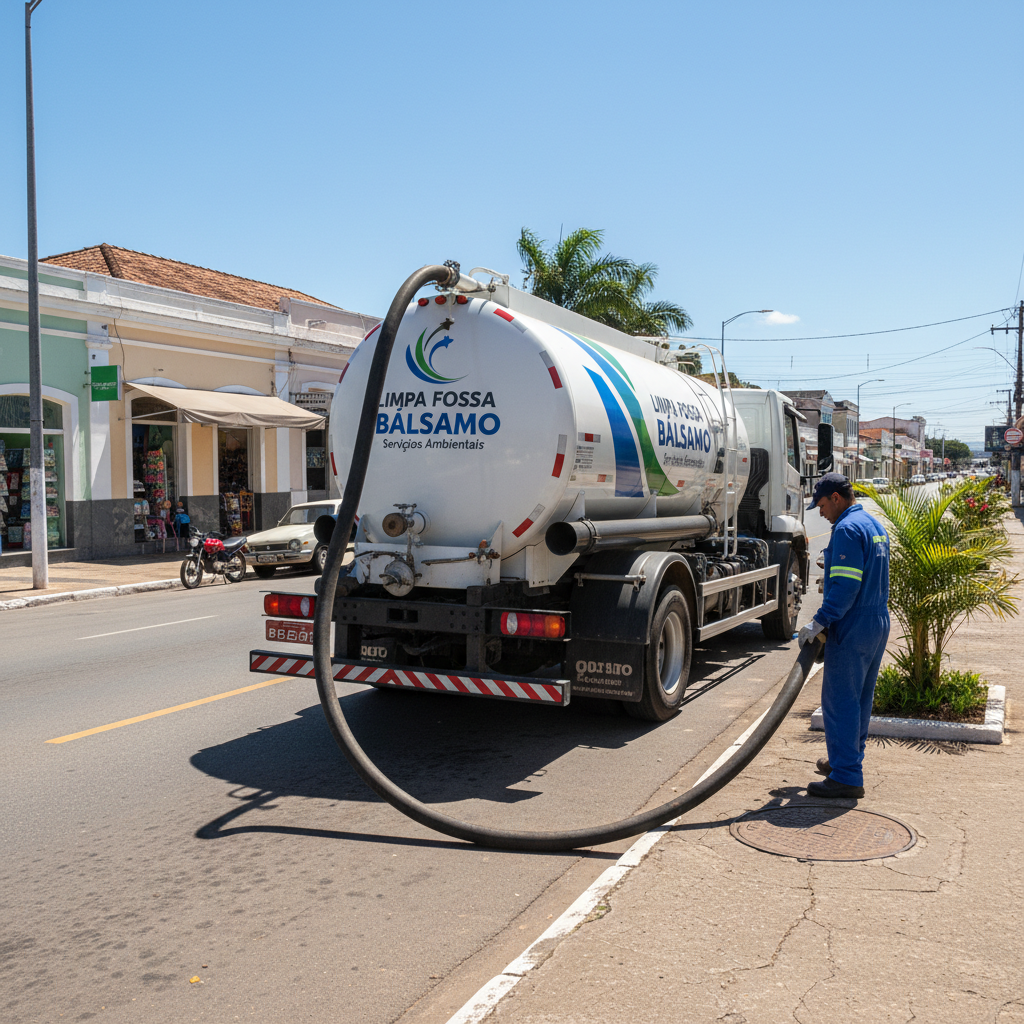 Limpa Fossa em Bálsamo SP — caminhão e equipe da Limpa Fossa atendendo 24h