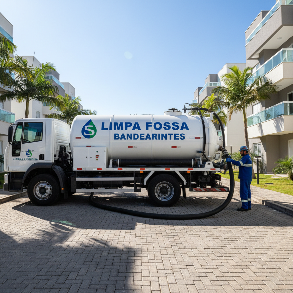 Limpa Fossa em Bandeirantes — caminhão e equipe da Limpa Fossa atendendo 24h
