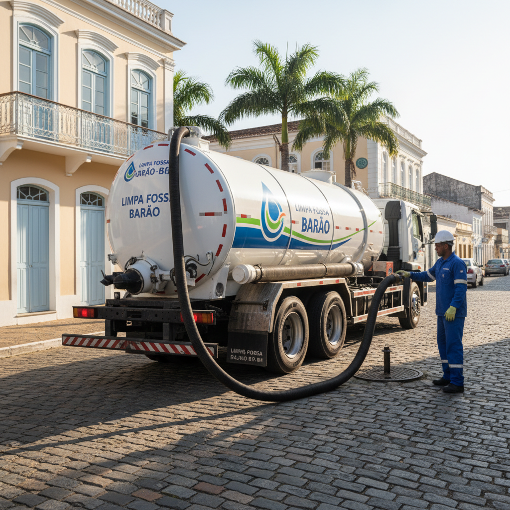 Limpa Fossa em Barão de Antonina SP — caminhão e equipe da Limpa Fossa atendendo 24h