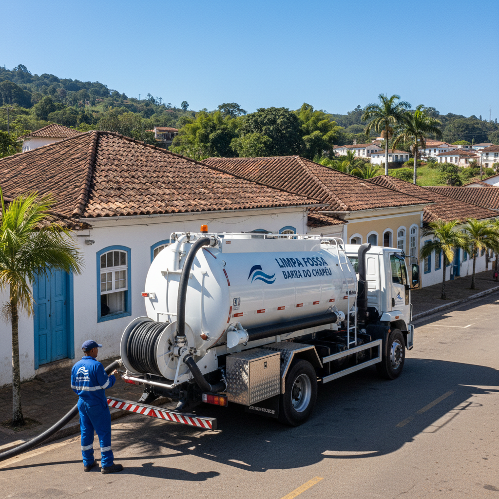 Limpa Fossa em Barra do Chapéu SP — caminhão e equipe da Limpa Fossa atendendo 24h