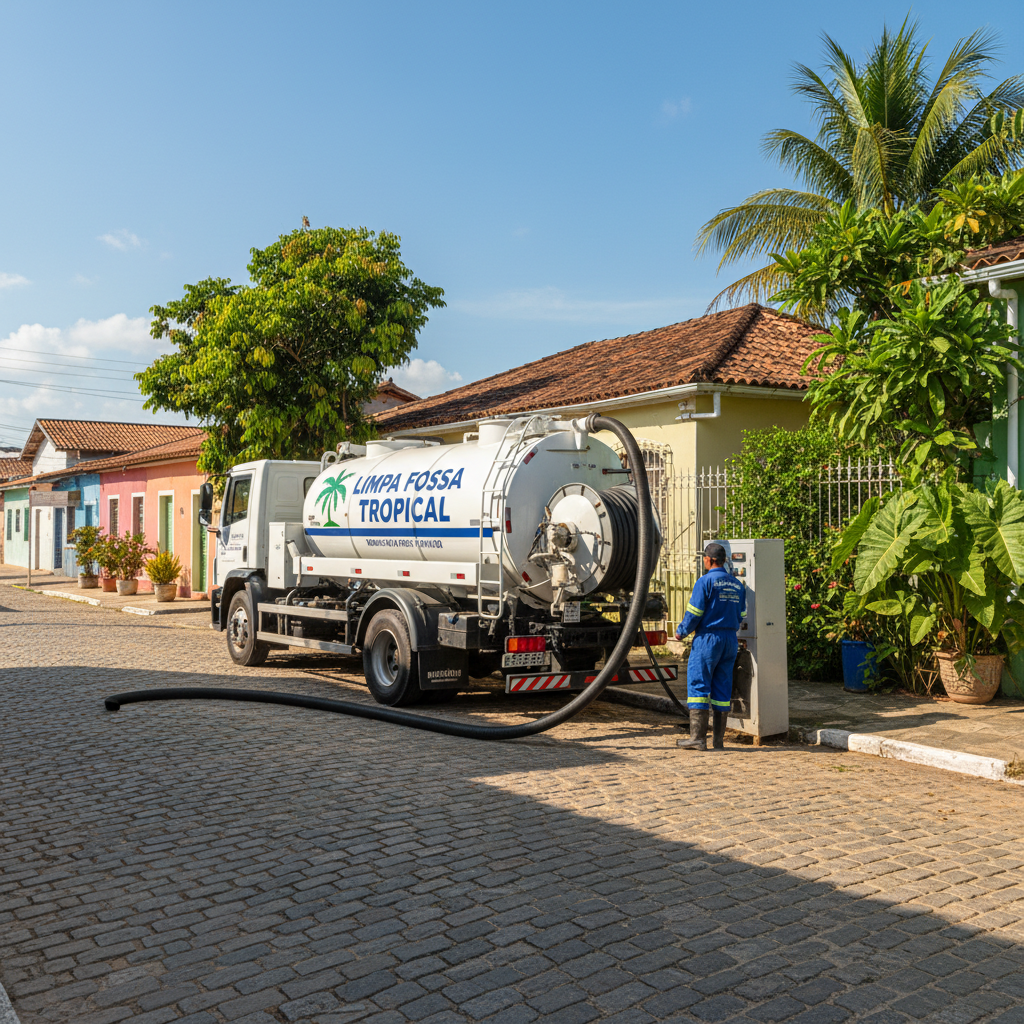 Limpa Fossa em Barreiro — caminhão e equipe da Limpa Fossa atendendo 24h