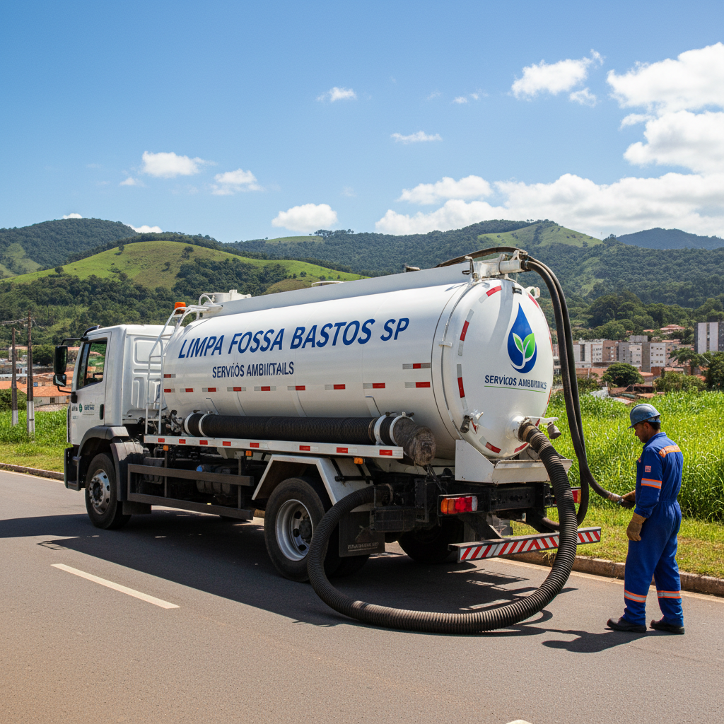 Limpa Fossa em Bastos SP — caminhão e equipe da Limpa Fossa atendendo 24h
