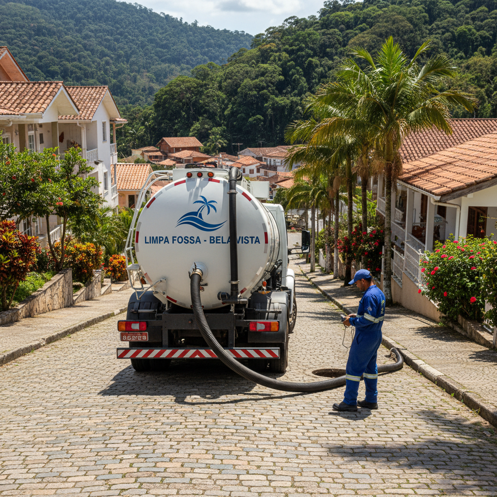 Limpeza de Fossa Séptica em Bela Vista SP — caminhão e equipe da Limpa Fossa atendendo 24h