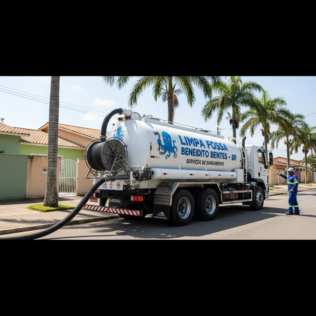 Limpa Fossa em Benedito Bentes — caminhão e equipe da Limpa Fossa atendendo 24h