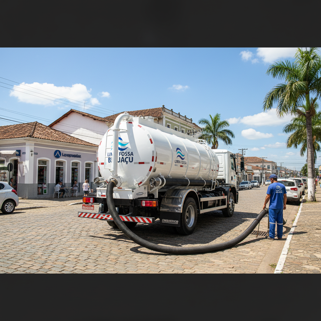 Limpa Fossa em Biguaçu — caminhão e equipe da Limpa Fossa atendendo 24h