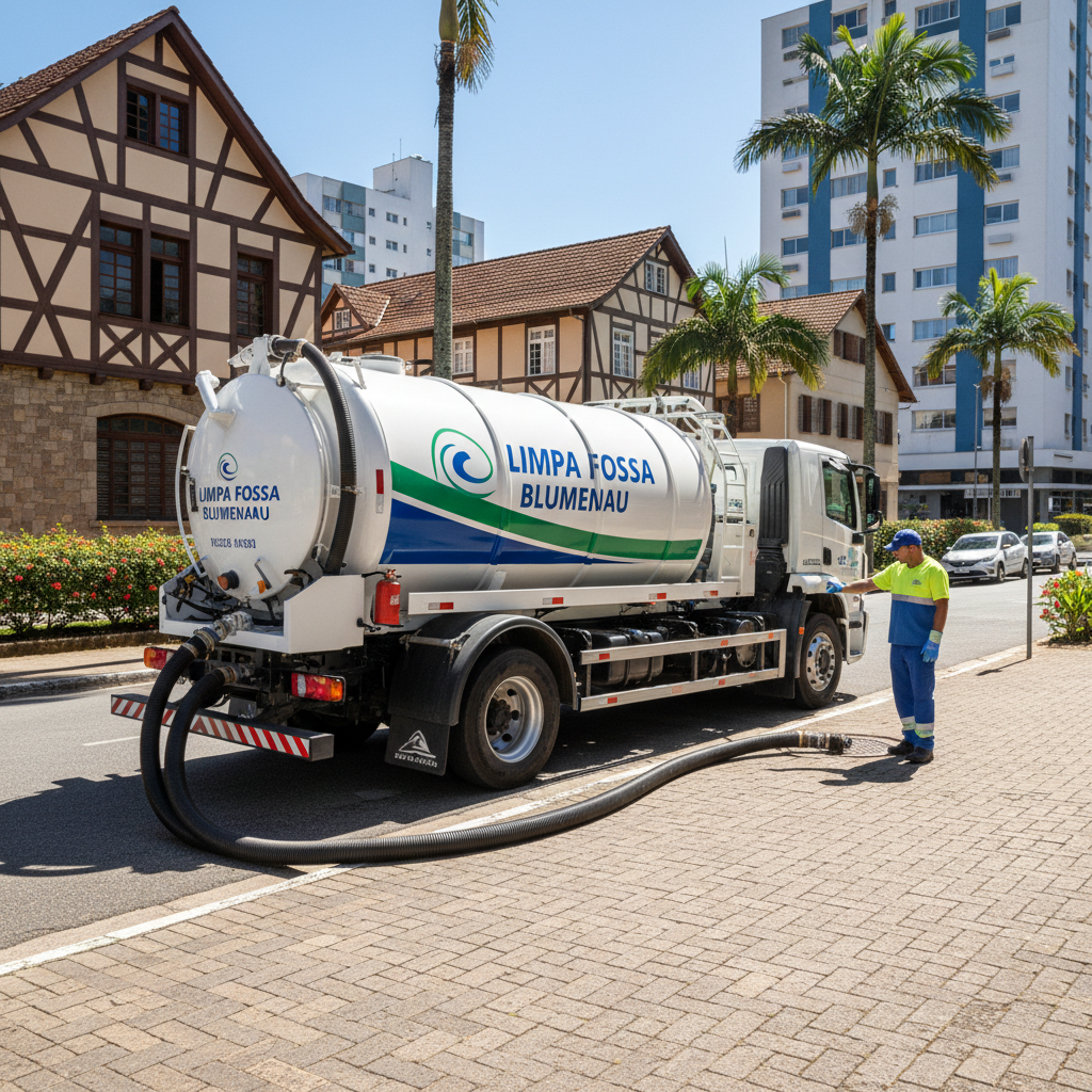 Limpa Fossa em Blumenau — caminhão e equipe da Limpa Fossa atendendo 24h