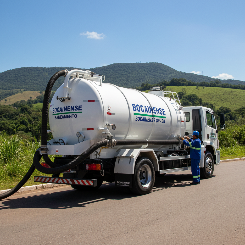 Limpa Fossa em Bocaina SP — caminhão e equipe da Limpa Fossa atendendo 24h