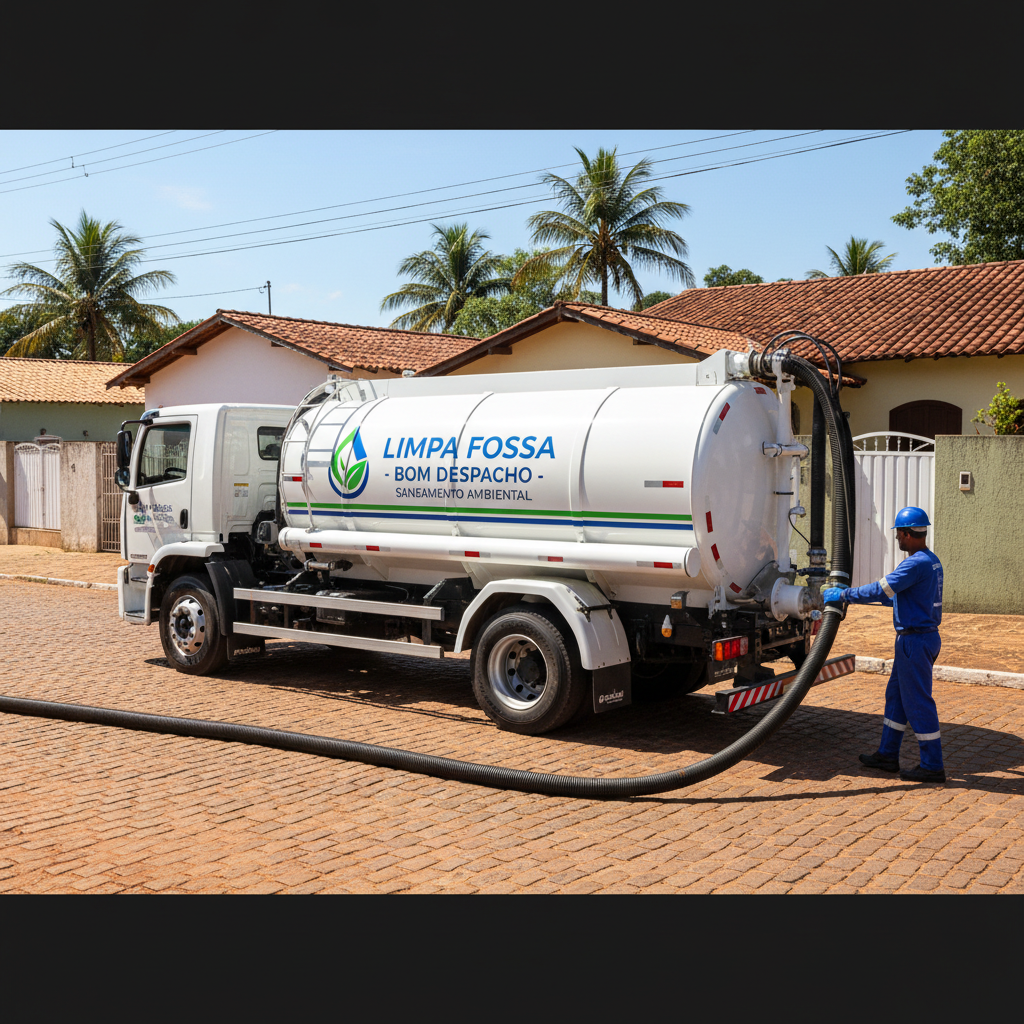 Limpa Fossa em Bom Despacho — caminhão e equipe da Limpa Fossa atendendo 24h