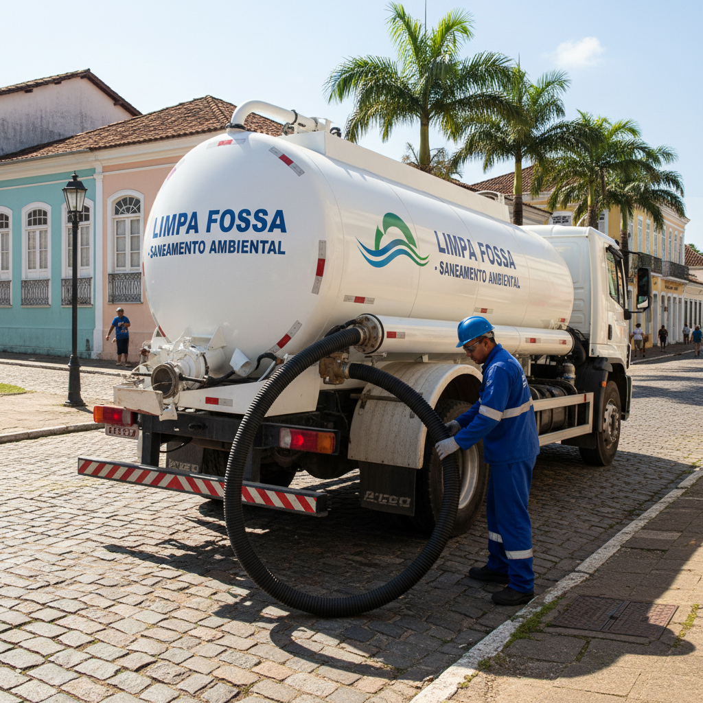 Limpa Fossa em Bom Jardim — caminhão e equipe da Limpa Fossa atendendo 24h