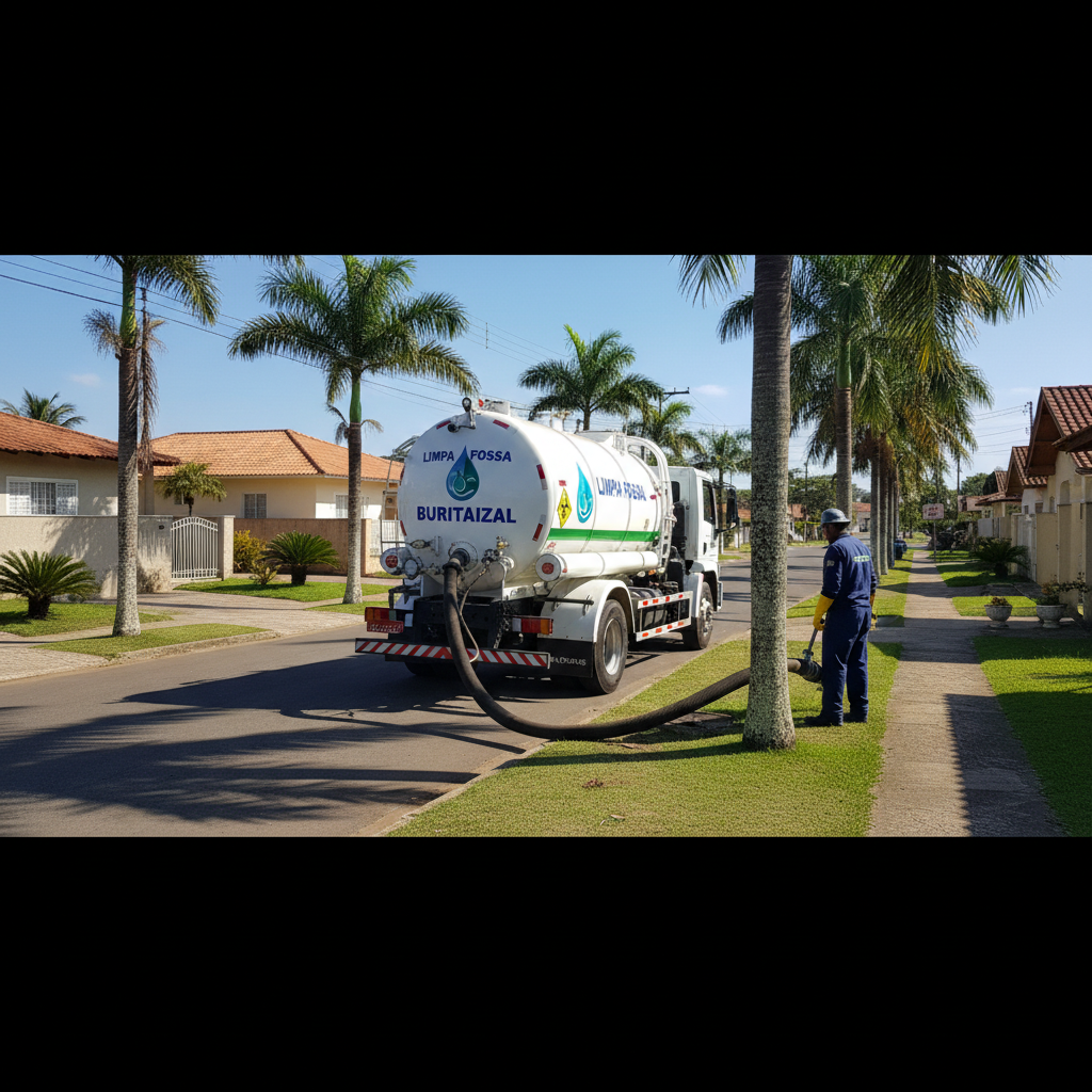 Limpa Fossa em Buritizal SP — caminhão e equipe da Limpa Fossa atendendo 24h