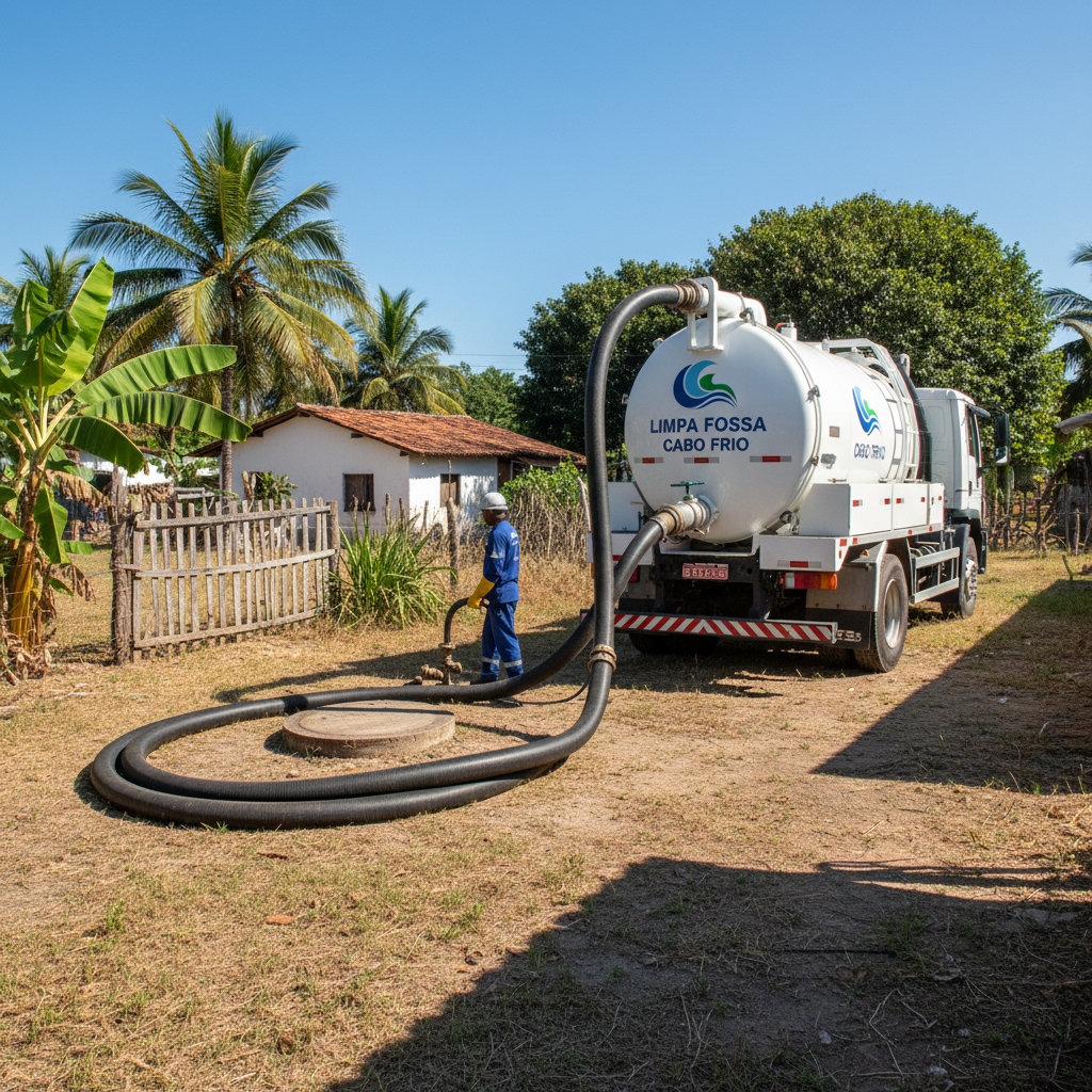 Limpa Fossa em Cabo Frio — caminhão e equipe da Limpa Fossa atendendo 24h