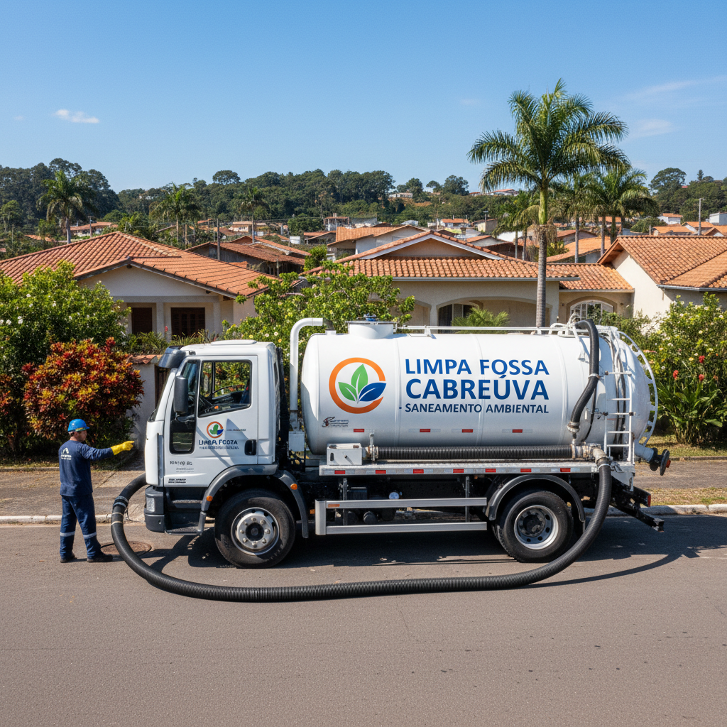 Limpa Fossa em Cabreúva SP — caminhão e equipe da Limpa Fossa atendendo 24h