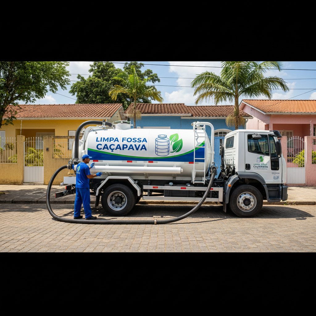 Limpa Fossa em Caçapava SP — caminhão e equipe da Limpa Fossa atendendo 24h