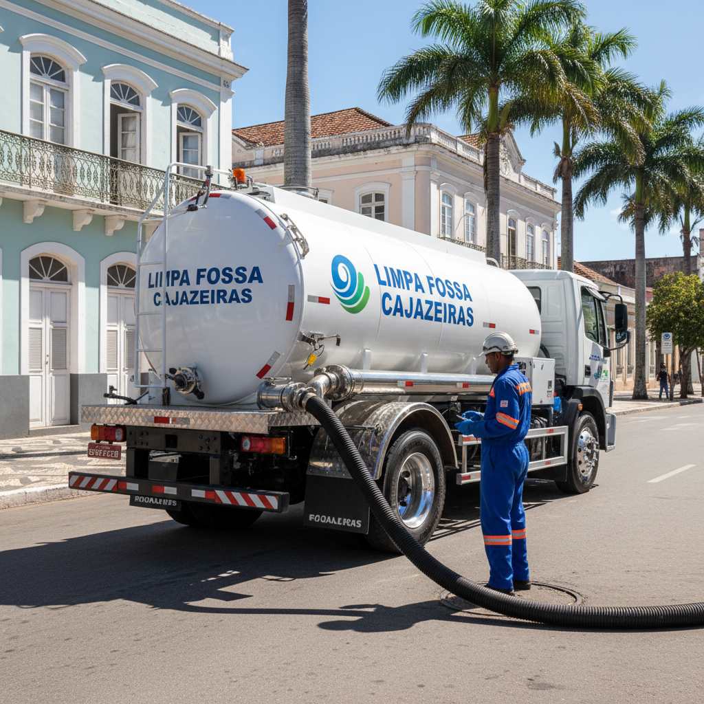 Limpa Fossa em Cajazeiras — caminhão e equipe da Limpa Fossa atendendo 24h