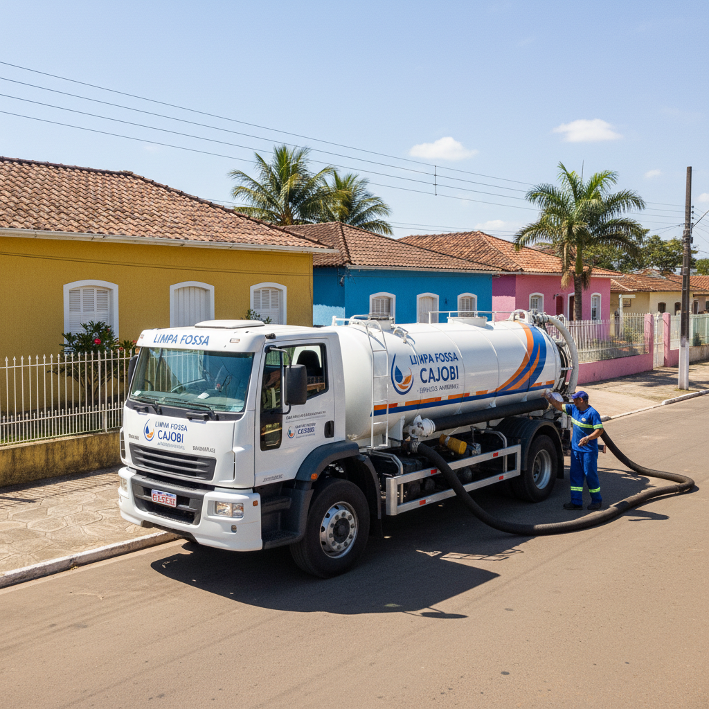 Limpa Fossa em Cajobi SP — caminhão e equipe da Limpa Fossa atendendo 24h