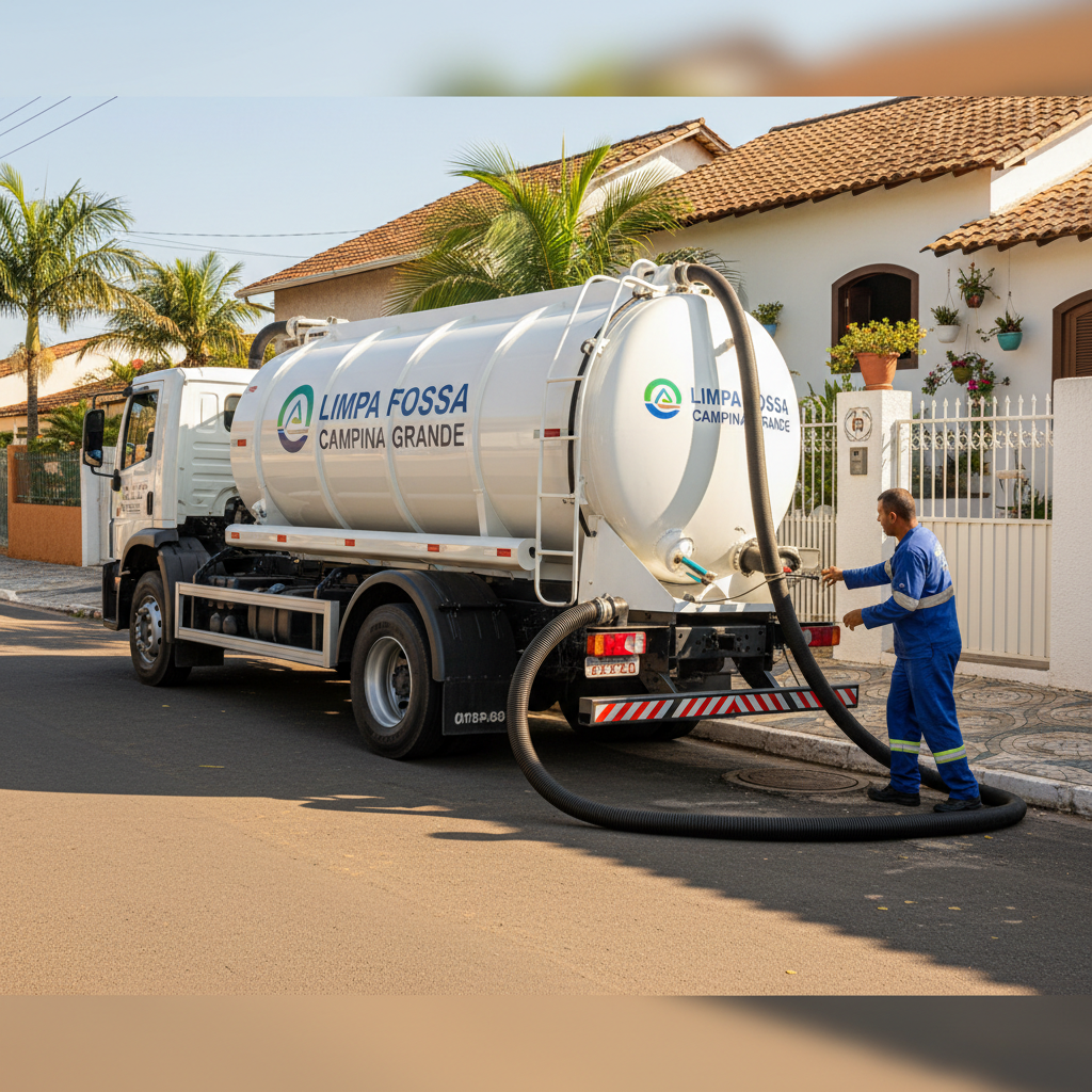 Limpa Fossa em Campina Grande — caminhão e equipe da Limpa Fossa atendendo 24h