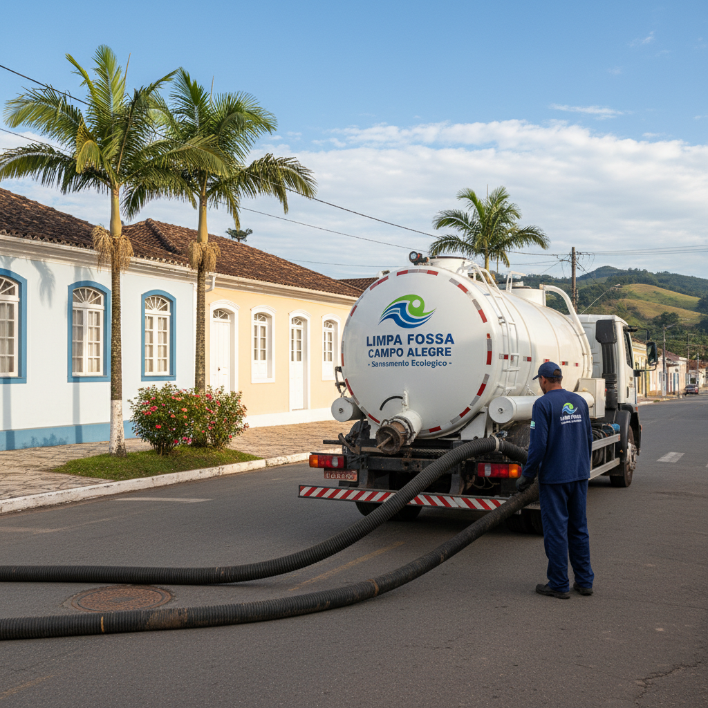 Limpa Fossa em Campo Alegre — caminhão e equipe da Limpa Fossa atendendo 24h